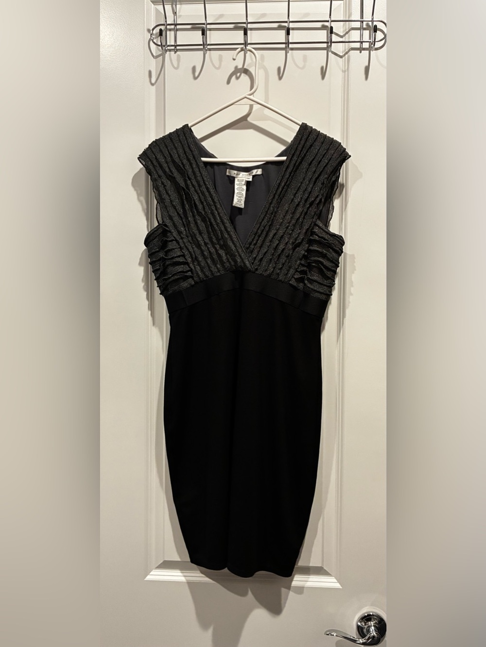 Max Studio Sleeveless Black V-Neck Textured Cocktail Dress XL